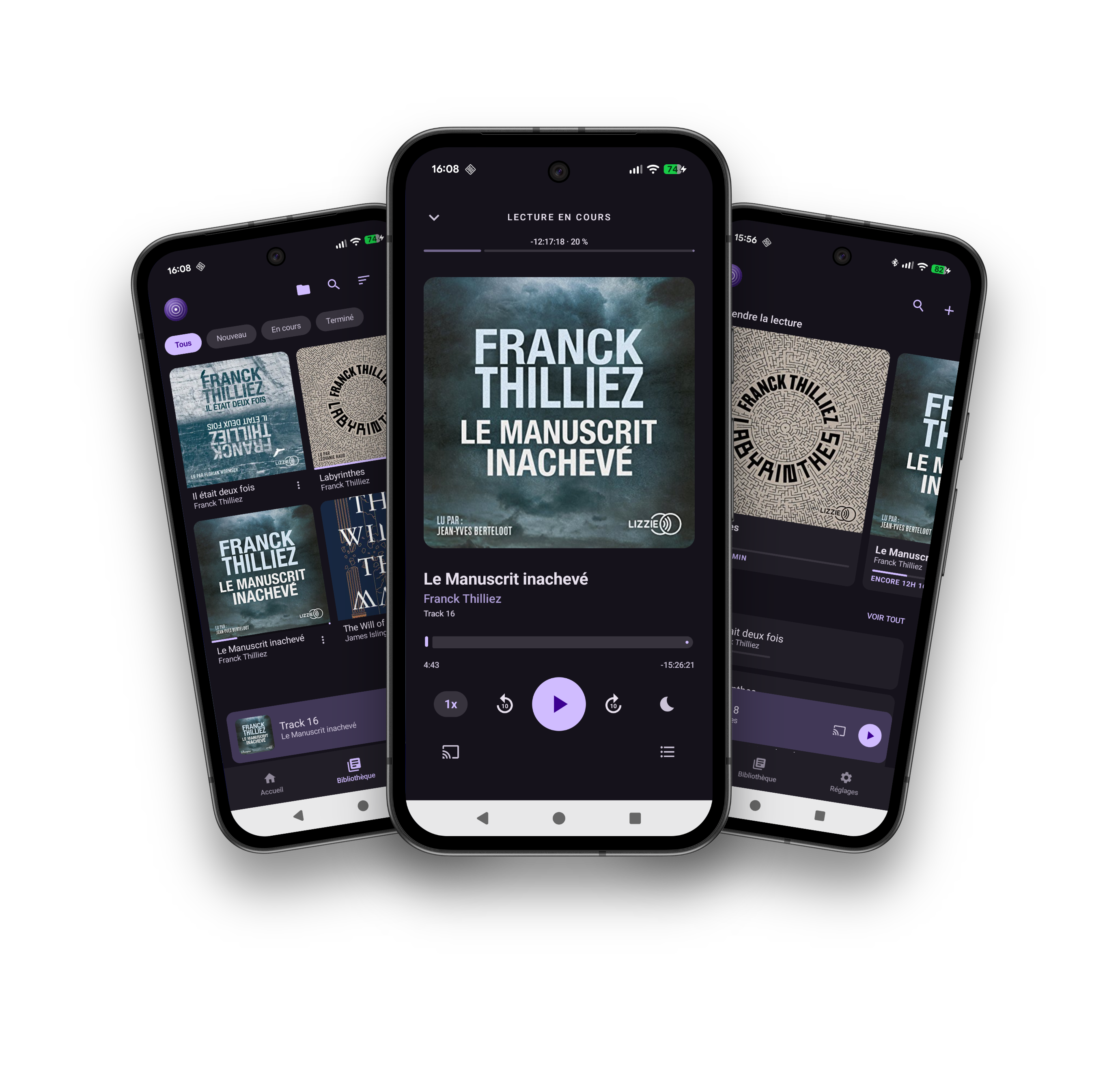 Aperçu de l'application Audiora